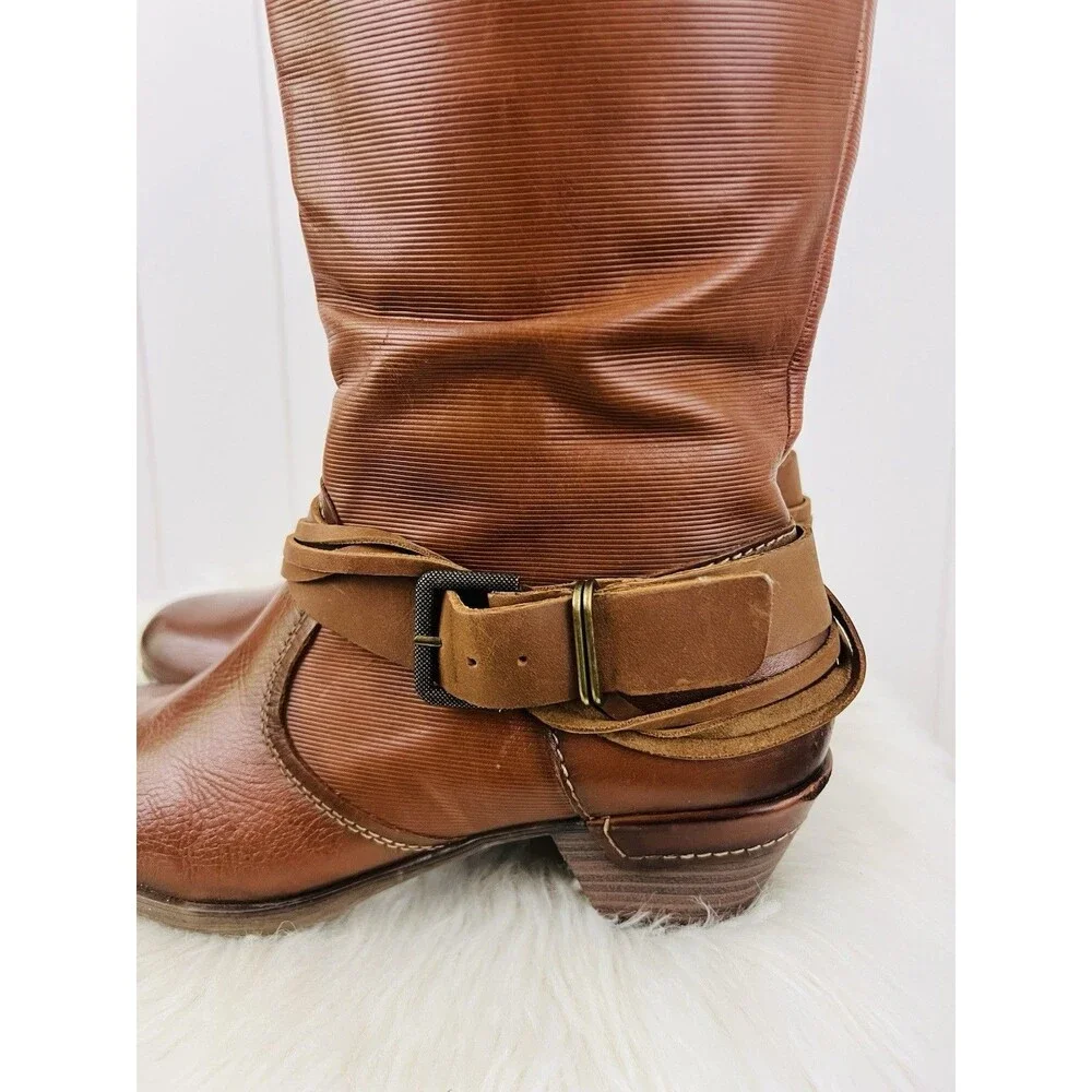 Pikolinos Brown Leather Mid Calf Boots Earthy Boho Western Moto Biker EU40 US9